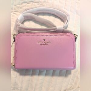 NWT Kate Spade Staci Duo Zip Crossbody Berry Cream Pink Saffiano Leather